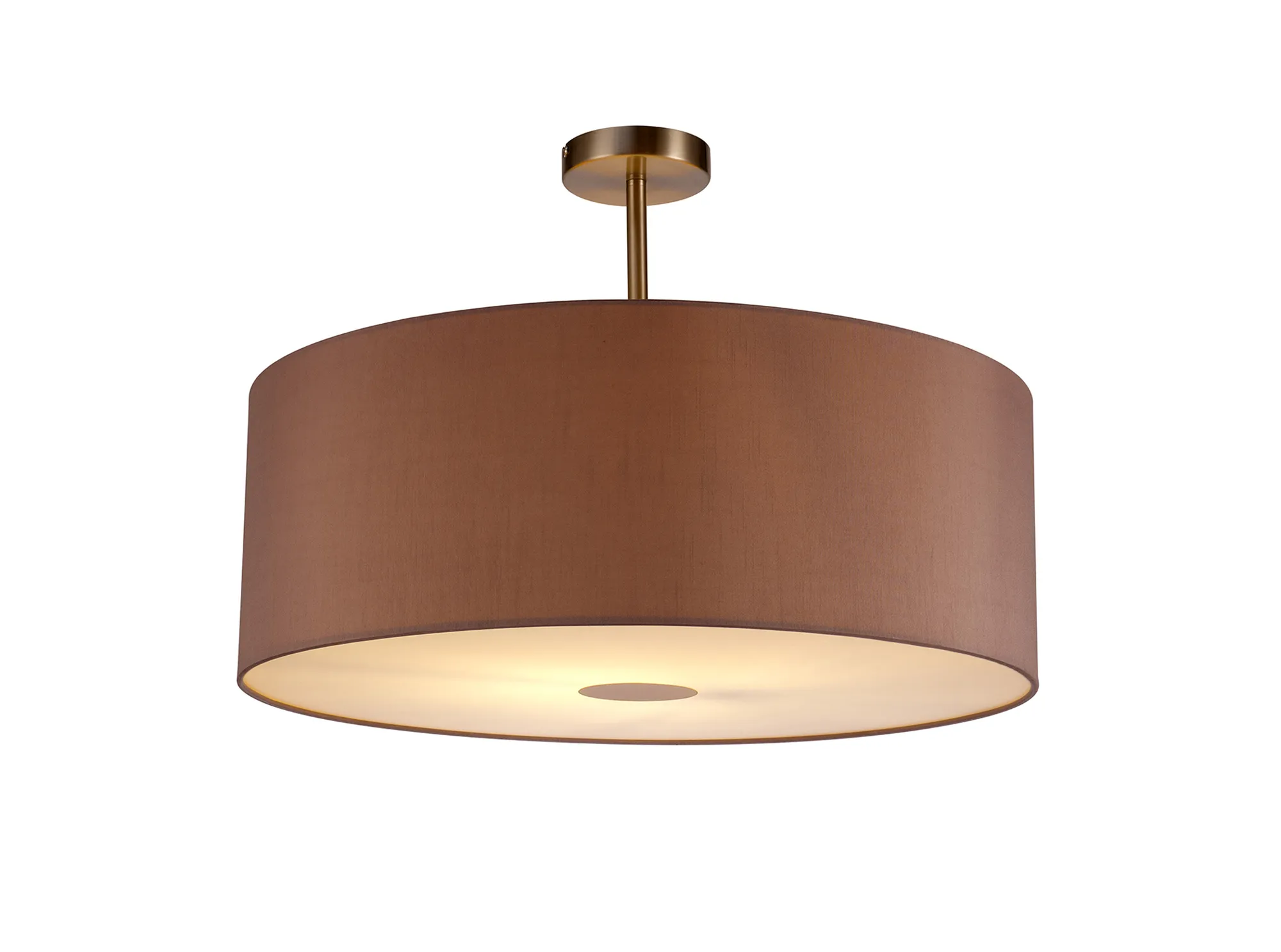 DK0273  Baymont 60cm Semi Flush 1 Light Satin Nickel; Taupe/Halo Gold; Frosted Diffuser